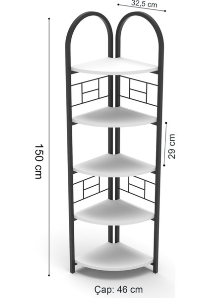 Çiçeklik Saksılık 5 Raflı Kitaplık Çok Amaçlı Çalışma Odası Kütüphane Dekoratif Aksesuar Beyaz fiyatları