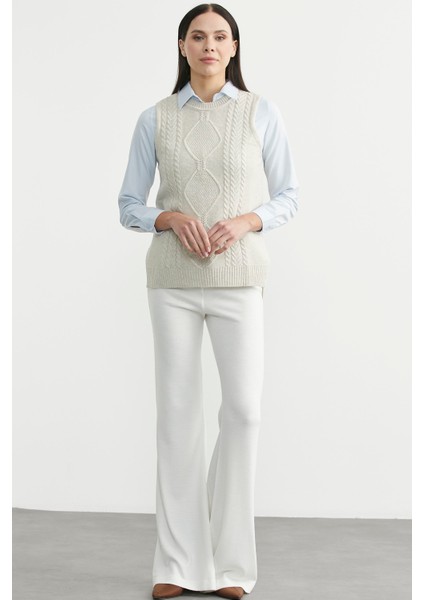 Etnik Motifli Kolsuz Triko Kazak - Taş fiyatları