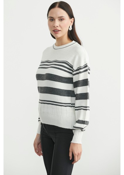 Çizgili Yünlü Triko Kazak - Kemik modelleri