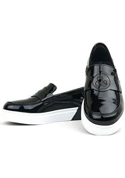 Siyah Rugan Klasik Çocuk Ayakkabı Erkekler İçin Suni Deri Tabanlı Günlük Kullanım