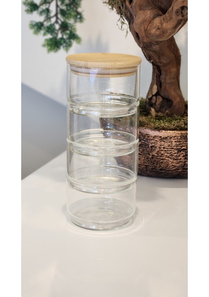 4 Katlı Bambu Kapak Saklama Kabı