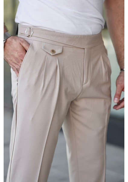 Kuşaklı Pileli Kemer Detaylı Old Money Kumaş Pantolon
