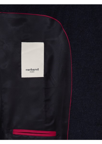 Erkek Lacivert Slim Fit %100 Kaşmir Flanel Ceket 50314254-VR033