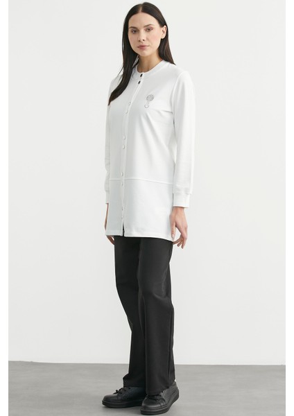 Çıtçıtlı Tunik Boy Eşofman Takım - Ekru indirimleri