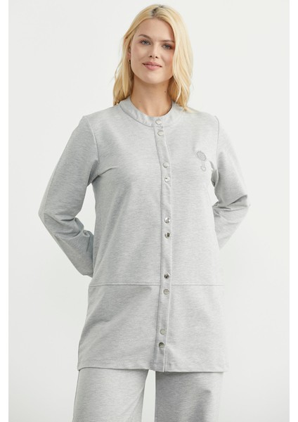 Çıtçıtlı Tunik Boy Eşofman Takım - Gri fiyatları