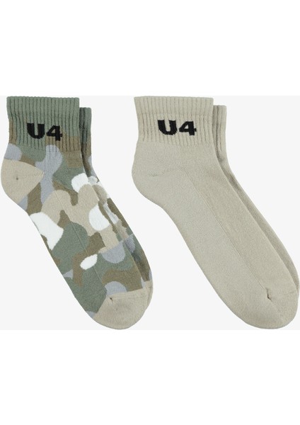 Unıted4 Unisex Gri 2'li Çorap