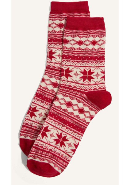 Kadın Yılbaşı Temalı 2'li Pamuklu Uzun Çorap fiyatları