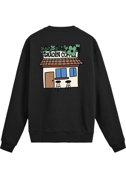 Sırt Baskılı Garden Coffee Tasarımlı Sweatshirt