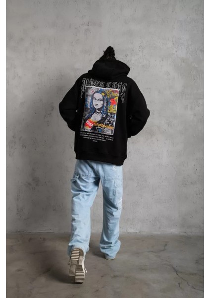 Erkek Baskılı Kapüşonlu ve Kanguru Cepli Sweat - Siyah indirimleri