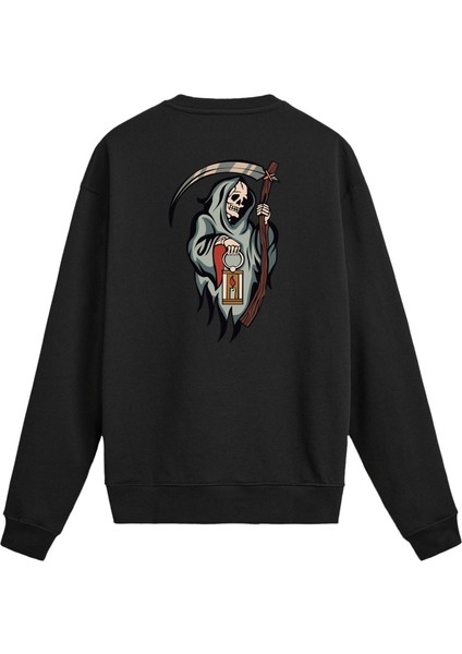 Sırt Baskılı Death Metal Iskelet Fenerli Sweatshirt