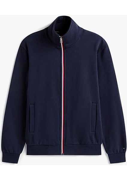 Erkek Şerit Detaylı Dik Yaka Fermuarlı Sweatshirt - Lacivert indirimleri