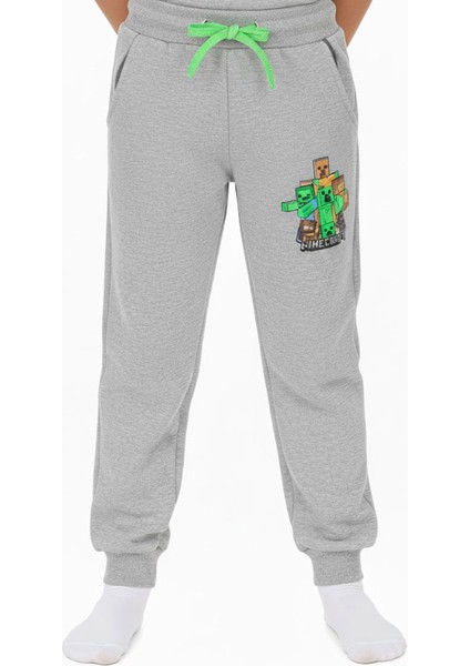 Erkek Çocuk Eşofman Altı 2 Iplik Şardonlu Minecreft Baskılı