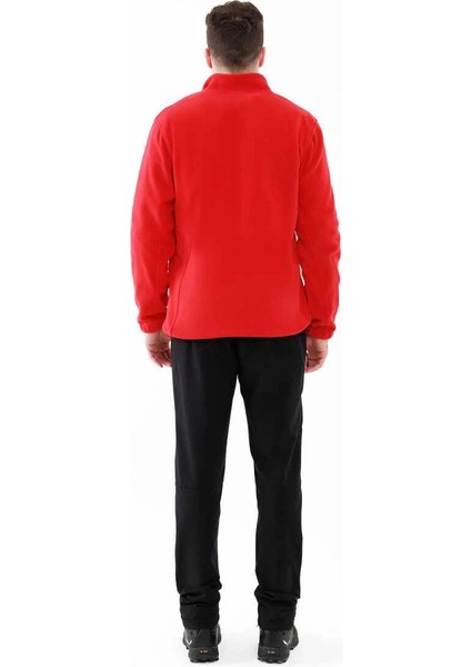 Saka Tam Fermuarlı Erkek Polar Sweatshirt Kırmızı modelleri