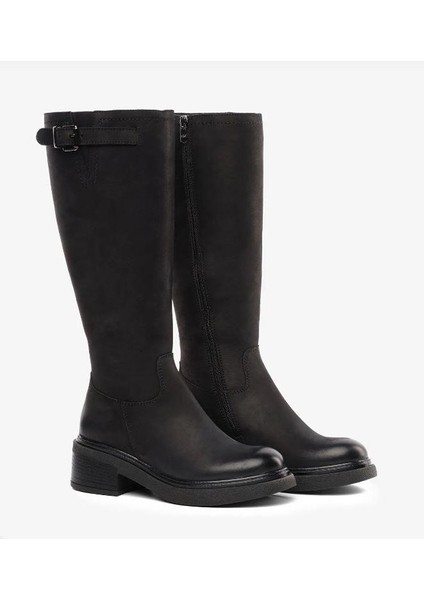 35182 Kadın Hakiki Deri Tokalı Günlük Çizme modelleri