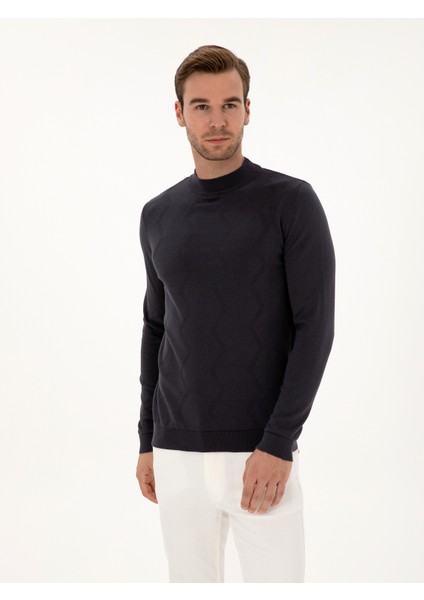 Erkek Gri Slim Fit %100 Pamuk Çeyrek Balıkçı Yaka Triko Kazak 50318950-VR024 modelleri