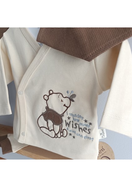 Naturel Waffle Sevimli Ayı Nakışlı 5 Li Hastaneçıkış Seti modelleri