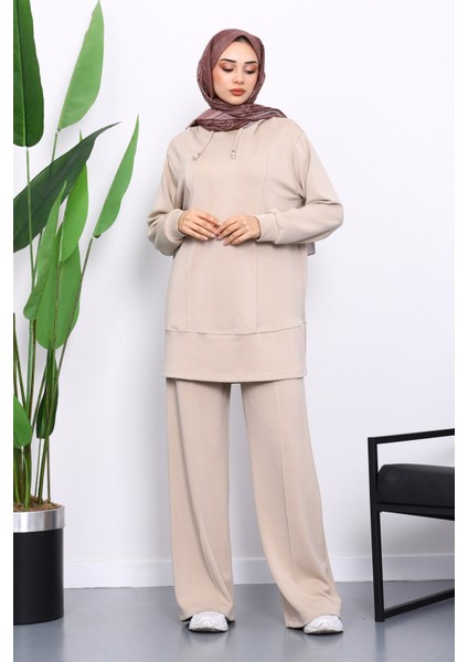Bej Kapşonlu Tunik Pantolonlu Takım fiyatları