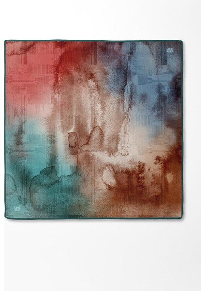 Petrol Yeşili Desenli Twill İpek Eşarp modelleri