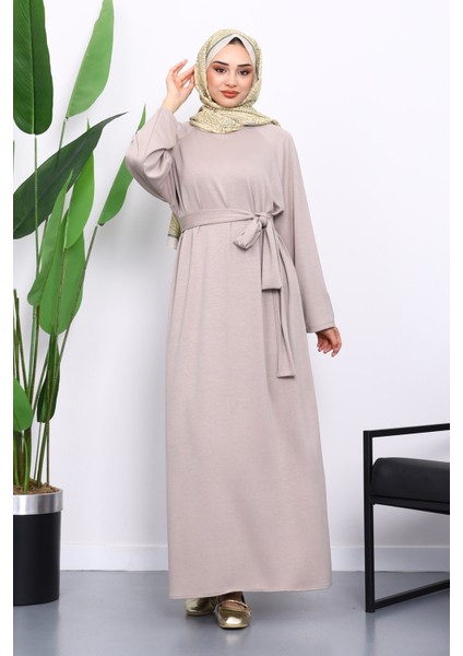 Vizon Kolu Armalı Reglan Kol Basic Modal Kuşaklı Elbise fiyatları