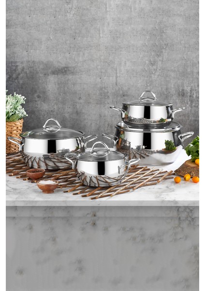 Pro Line 18/10 Paslanmaz Çelik Tencere Seti 8 Parça Silver