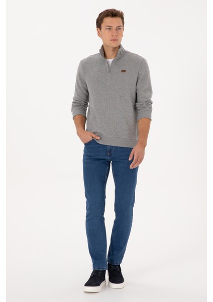 Erkek Gri Melanj Sweatshirt 50313802-VR086 fırsatları