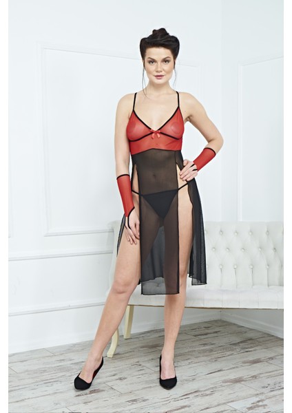 Kadın Şık Fantezi Uzun Elbise Gecelik Harness - Meleners fiyatları