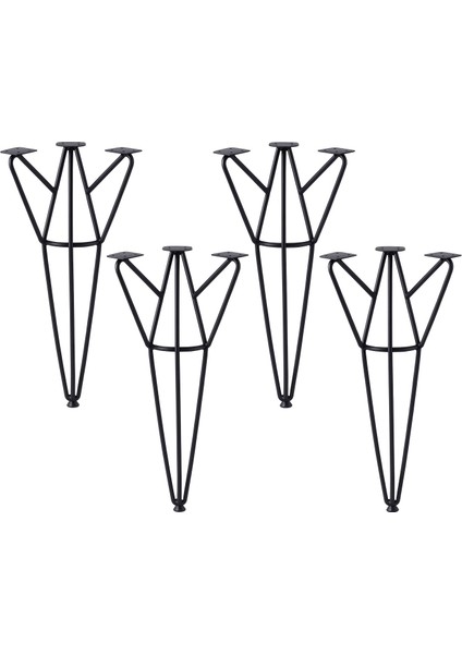 Rüzgar 4 Adet 71 cm Siyah Metal Masa ve Sehpa Ayağı Dayanıklı Mobilya Destek Yükseltici Ayak Modern