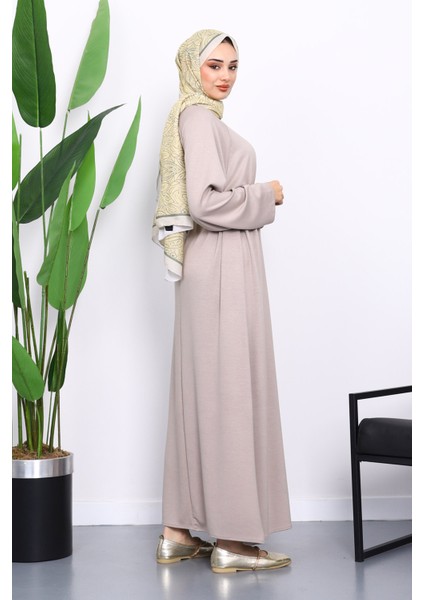 Vizon Kolu Armalı Reglan Kol Basic Modal Kuşaklı Elbise fırsatları