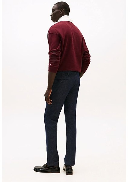 Erkek Bleecker Slim Fit Melanj Chino Pantolon - Lacivert modelleri