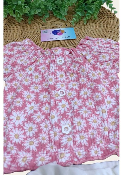 Kız Çocuk Yazlık Interlok Fitilli Kumaş Çiçek Baskılı Keten Şortlu Alt Üst 2li Takım Ince modelleri