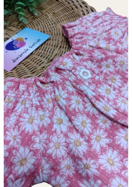 Kız Çocuk Yazlık Interlok Fitilli Kumaş Çiçek Baskılı Keten Şortlu Alt Üst 2li Takım Ince indirimleri