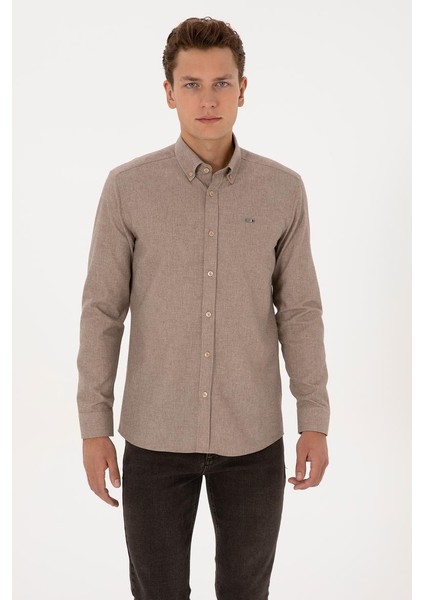 THANY025K U.s Polo Assn. Erkek Uzun Kol Gömlek 2332993 Camel