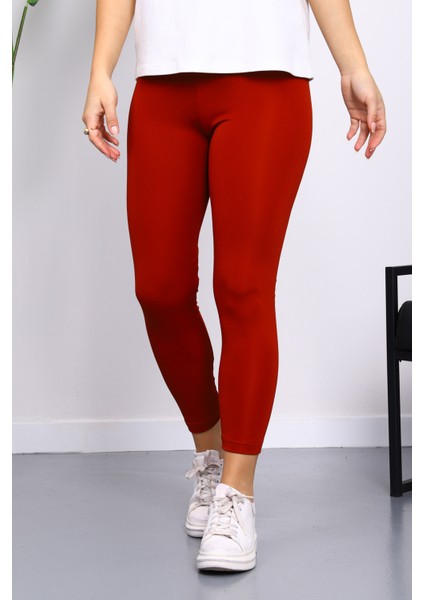 Kiremit Yüksek Bel Şardonlu Dalgıç Tayt