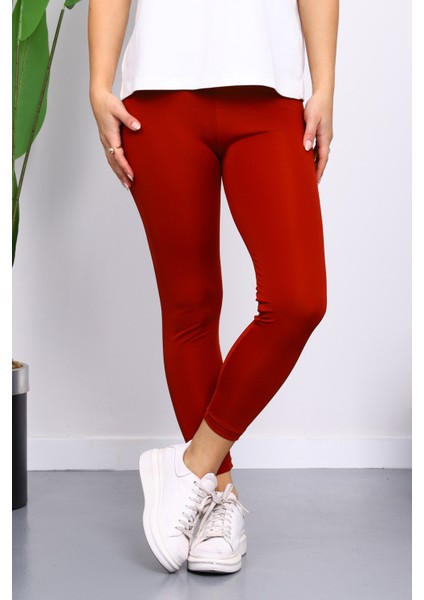 Kiremit Yüksek Bel Şardonlu Dalgıç Tayt modelleri