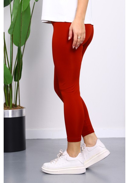 Kiremit Yüksek Bel Şardonlu Dalgıç Tayt fırsatları