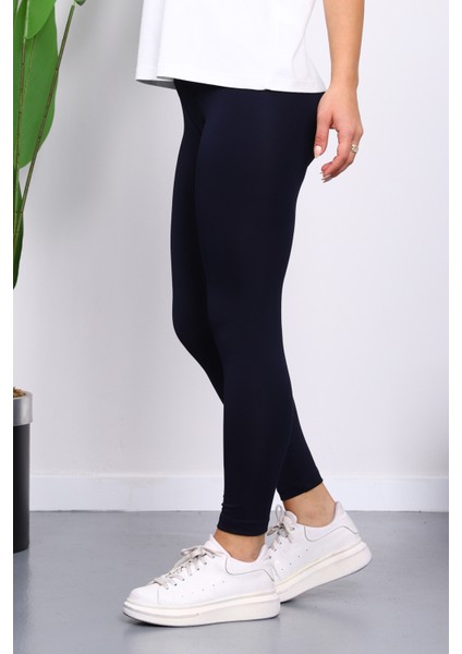 Lacivert Yüksek Bel Şardonlu Dalgıç Tayt