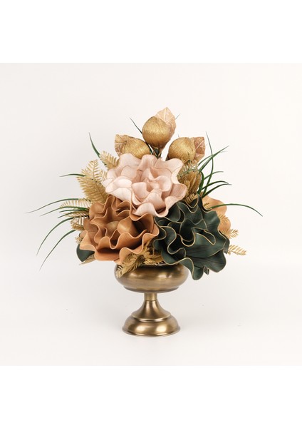 Yapay Çiçekli Antik Küçük Ayak Vazo No:6