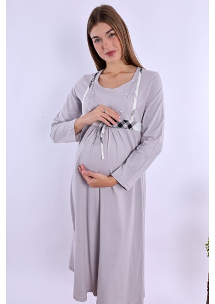 Gri %100 Pamuk Hamile Lohusa Gecelik fiyatları