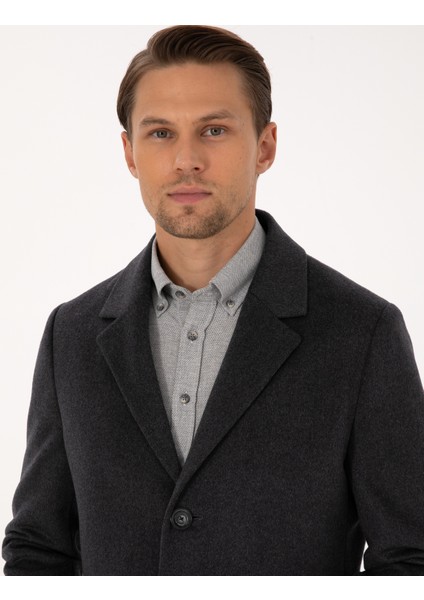 Erkek Antrasit Ex. Slim Fit Kaşe Kaban 50314200-VR006 fiyatları