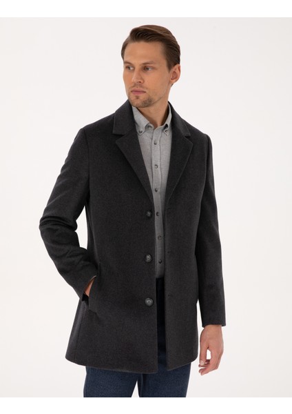 Erkek Antrasit Ex. Slim Fit Kaşe Kaban 50314200-VR006 modelleri