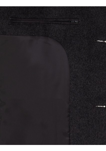 Erkek Antrasit Ex. Slim Fit Kaşe Kaban 50314200-VR006