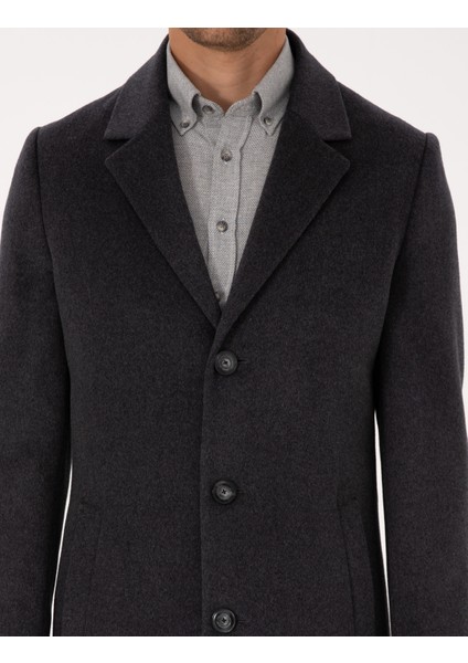 Erkek Antrasit Ex. Slim Fit Kaşe Kaban 50314200-VR006