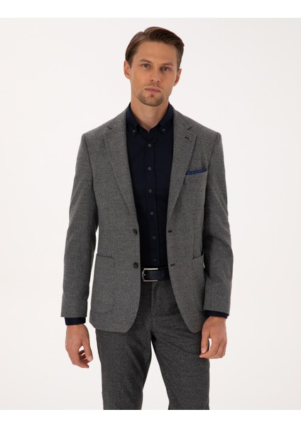 Erkek Füme Slim Fit Balıksırtı Ceket 50317640-VR058