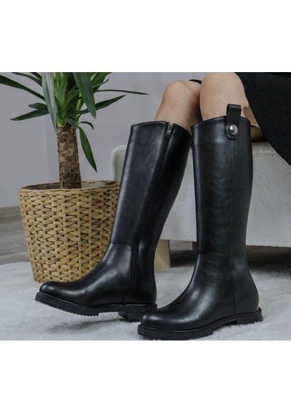 Kadın Milano Diz Boyu Çizme Siyah Cilt fırsatları
