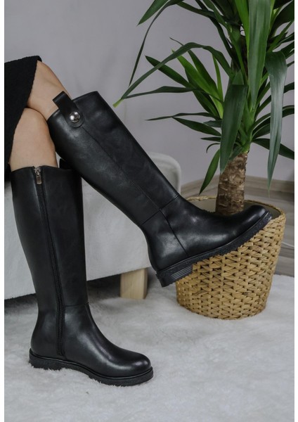 Kadın Milano Diz Boyu Çizme Siyah Cilt indirimleri