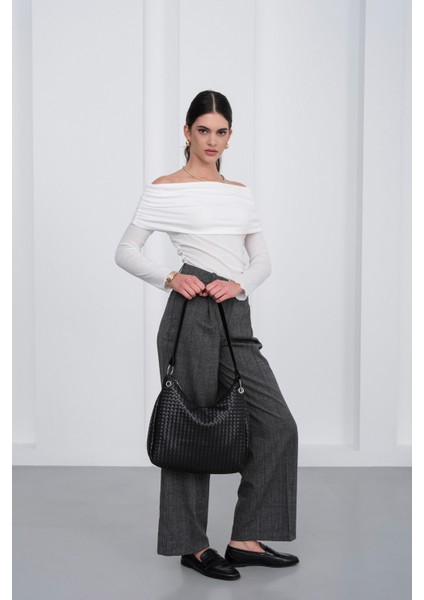Valerie Örgülü Omuz Çantası Siyah modelleri