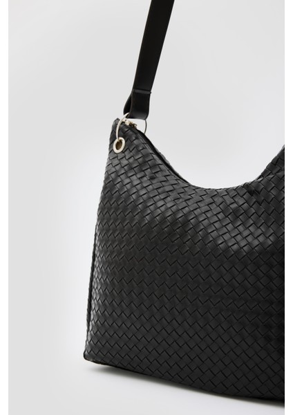 Valerie Örgülü Omuz Çantası Siyah