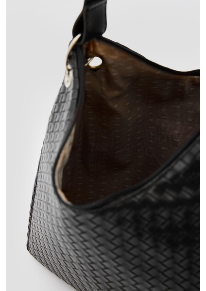 Valerie Örgülü Omuz Çantası Siyah