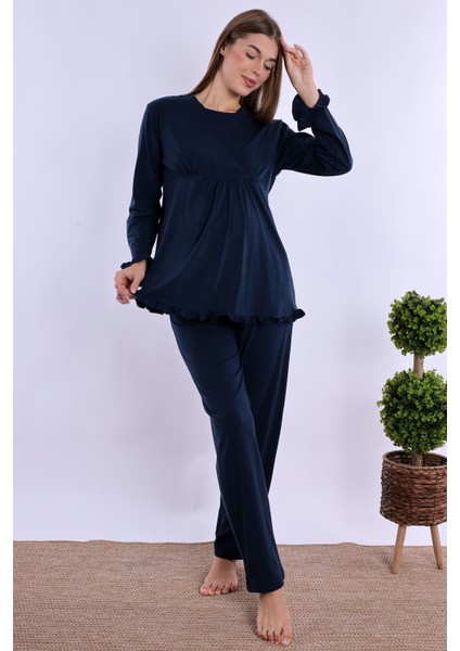 Lacivert Hamile Lohusa Pijama Takımı modelleri