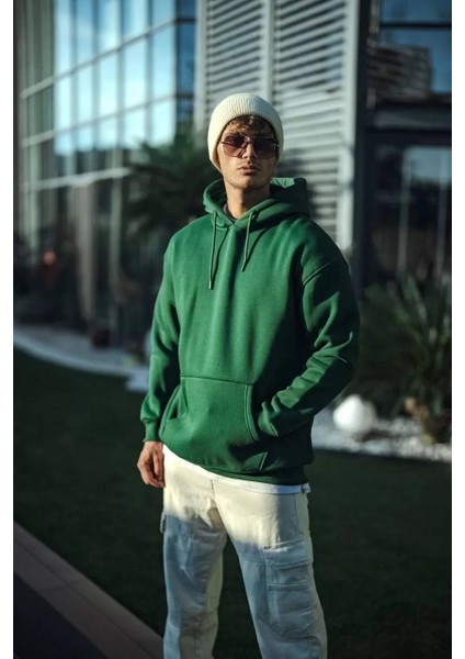 Üç Iplik Penye Kapşonlu Basic Sweatshirt - Haki fiyatları